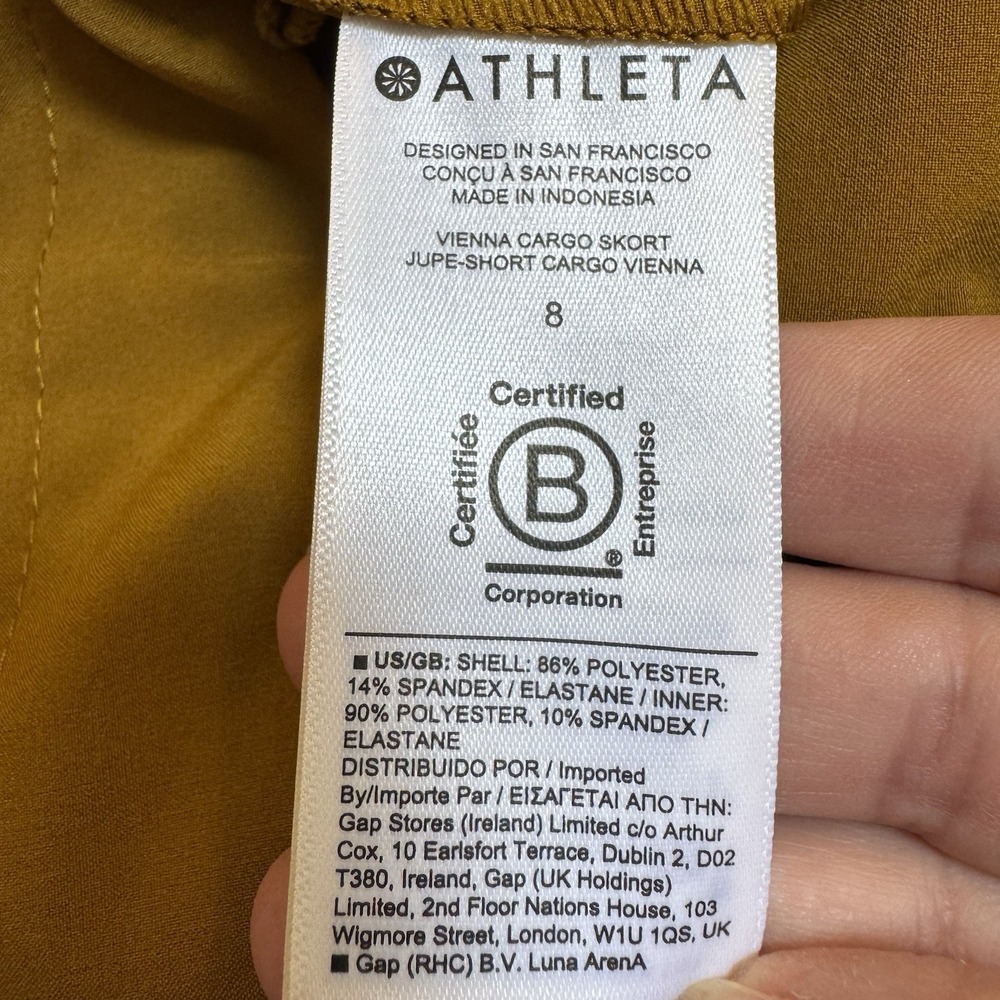 Athleta Vienna Cargo Skort Skirt Brass Yellow Built in Shorts 8 M Medium - Picture 6 of 8